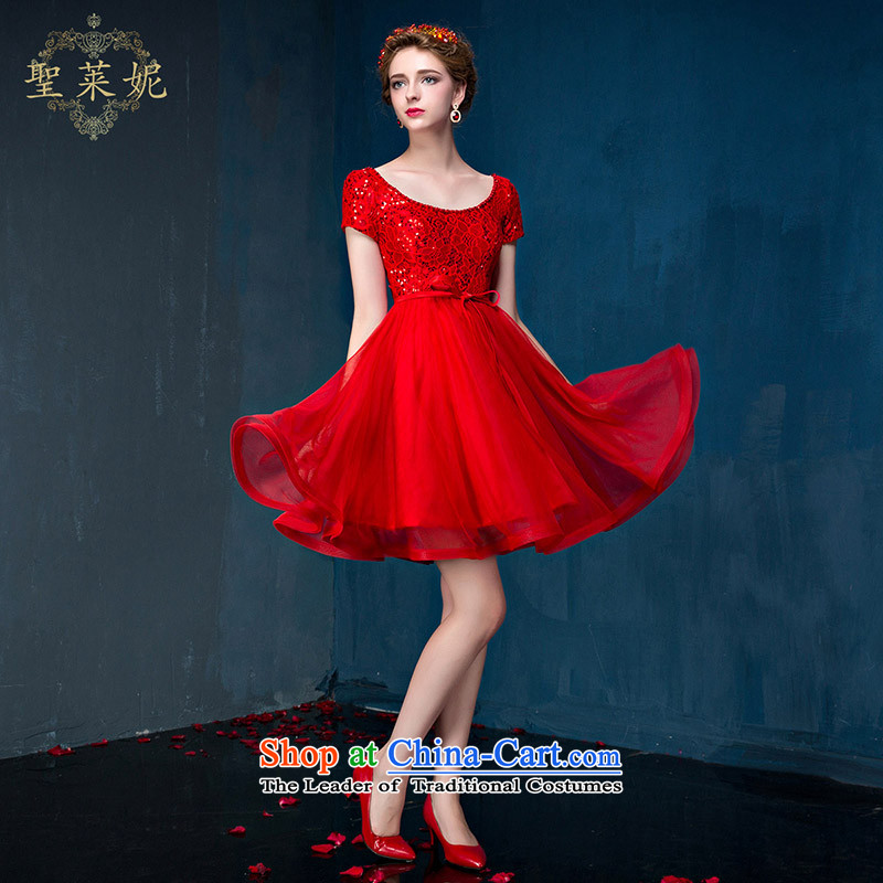 Married Women's dress dresses summer red bride bows Service, 2015 New Sau San for larger shoulders lace engraving bridal dresses red S, holy her sheng lai ni) ( , , , shopping on the Internet