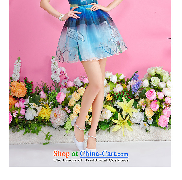 Korea Pu esher  fragmented new women's idyllic stamp vest skirt sleeveless Sau San bon bon dresses 263652170 generation blue L picture, prices, brand platters! The elections are supplied in the national character of distribution, so action, buy now enjoy more preferential! As soon as possible.