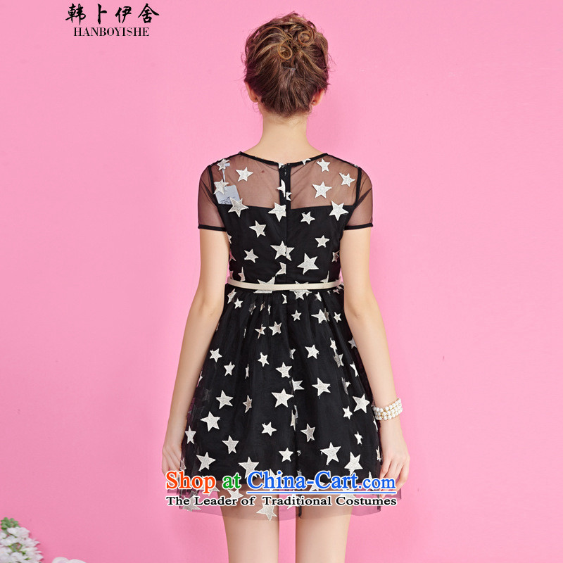 Korea Pu esher  fragmented new Europe and the stars in the summer and sexy OSCE root yarn embroidery short-sleeved short skirt generation 263653085 black , L, Won Bin Abdullah Esher (HANBOYISHE) , , , shopping on the Internet