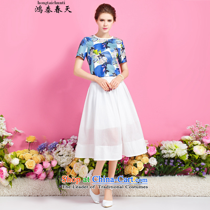Hong Tai spring  with δ stamp round-neck collar T-shirt, long, two kits dresses generation 263653670 Suit M