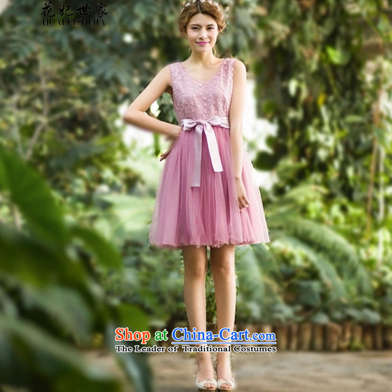Take concubines saga and summer lady in the skirt V sleeveless dresses large skirt generation 263652060 pinkXL