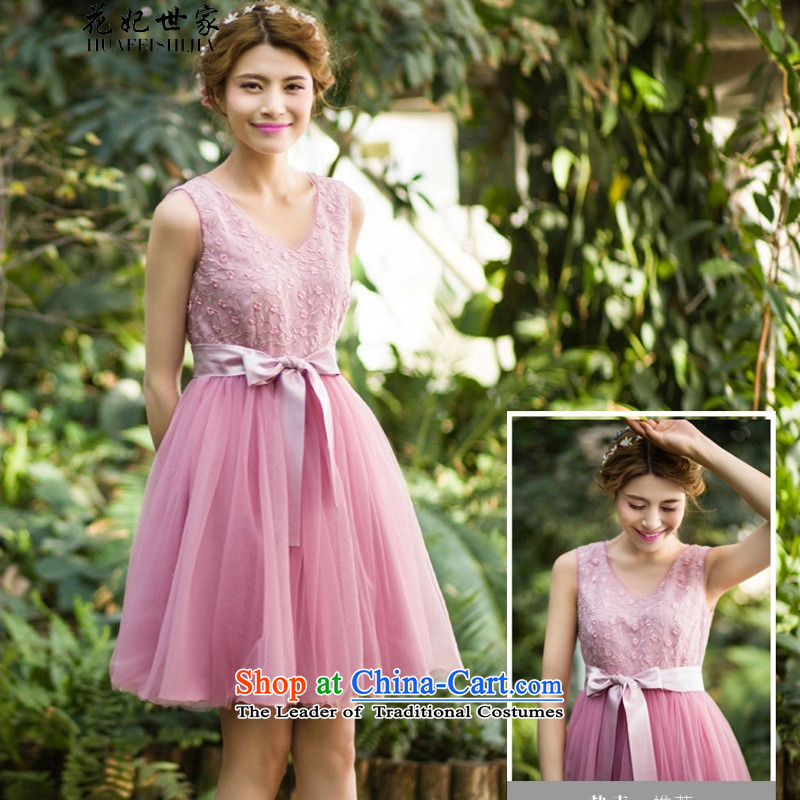 Take concubines saga and summer lady in the skirt V sleeveless dresses large skirt generation 263652060 pink flower Princess Saga (XL, HUA FEI SHI JIA) , , , shopping on the Internet