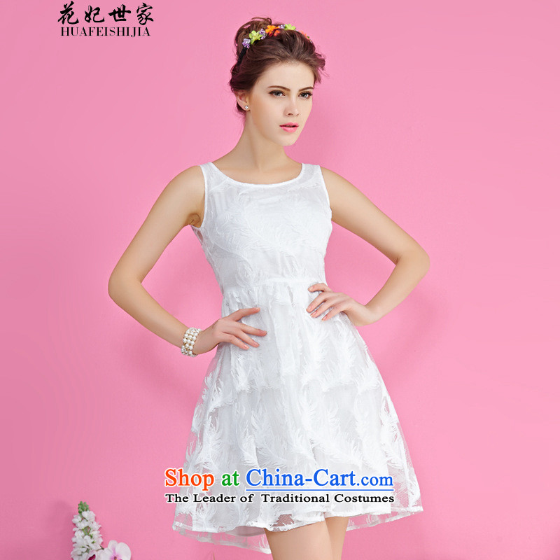 Take concubines and family retro embroidery back dresses of the Korean yarn bon bon skirts short skirts generation 263653150 WhiteM