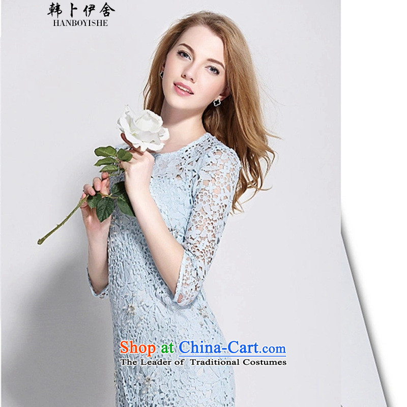 Korea Pu esher  fragmented female heavy industry water-soluble blossoms population spike bead nails and in cultivating the drill package cuff dresses generation 263650958 blue , L, Won Bin Abdullah Esher (HANBOYISHE) , , , shopping on the Internet