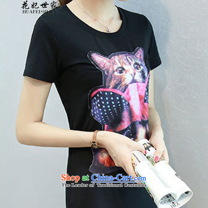 Take concubines and family summer kitten alike stamp stitching Mesh with stylish, short-sleeved fluoroscopy dresses and black , L, take concubines 335A937535 Saga (HUA FEI SHI JIA) , , , shopping on the Internet