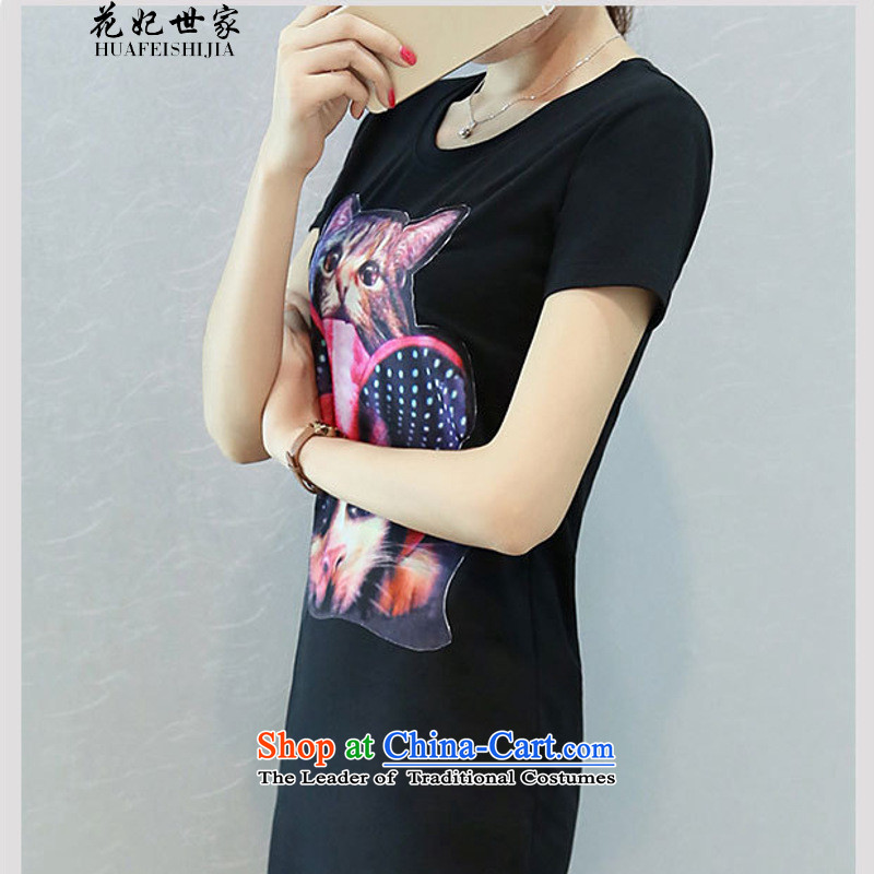 Take concubines and family summer kitten alike stamp stitching Mesh with stylish, short-sleeved fluoroscopy dresses and black , L, take concubines 335A937535 Saga (HUA FEI SHI JIA) , , , shopping on the Internet