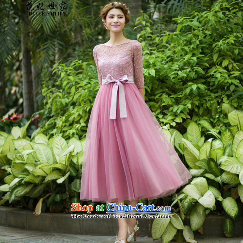 Take concubines and family summer new women in cuff chiffon Netting Embroidery in long skirt large dresses generation 263651280 pink flower Princess Saga (XL, HUA FEI SHI JIA) , , , shopping on the Internet