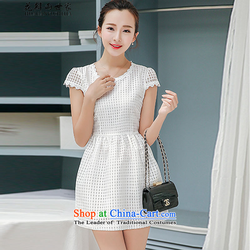 The family?  should be summer rain petals new OSCE root yarn lace Korean dresses in Sau San 40880035 White?2XL