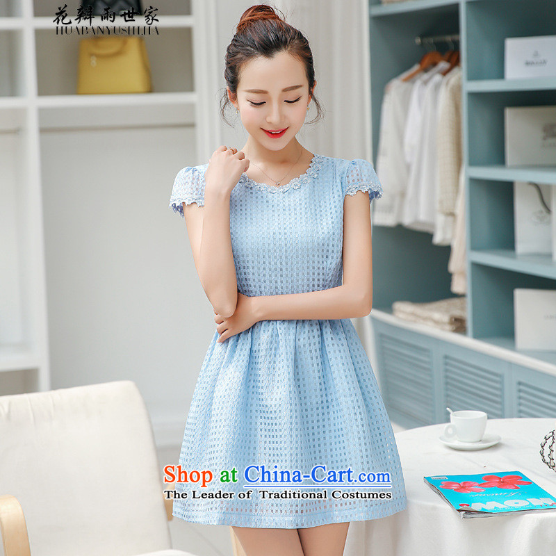 The family   should be summer rain petals new OSCE root yarn lace Korean dresses in Sau San 40880035 2XL, white petals rain family shopping on the Internet has been pressed.