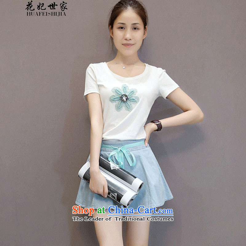 Take concubines and family women's two kits summer Korean cowboy body skirt Sau San T-shirt kit and blue 325A99245L