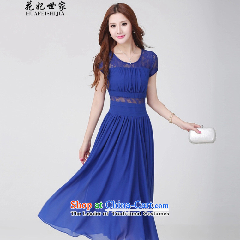 Take concubines saga and the chiffon dresses Bohemia large skirt short-sleeved lace engraving long skirt the blue M flower princess 339332250 Saga (HUA FEI SHI JIA) , , , shopping on the Internet