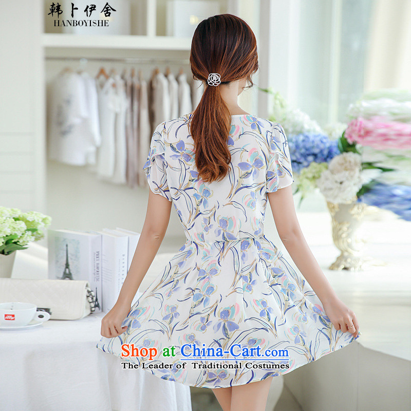 Korea Pu esher  fragmented new summer, Sau San short-sleeved floral chiffon dresses Nu Tou 40881335 white S, Won Bin Abdullah Esher (HANBOYISHE) , , , shopping on the Internet