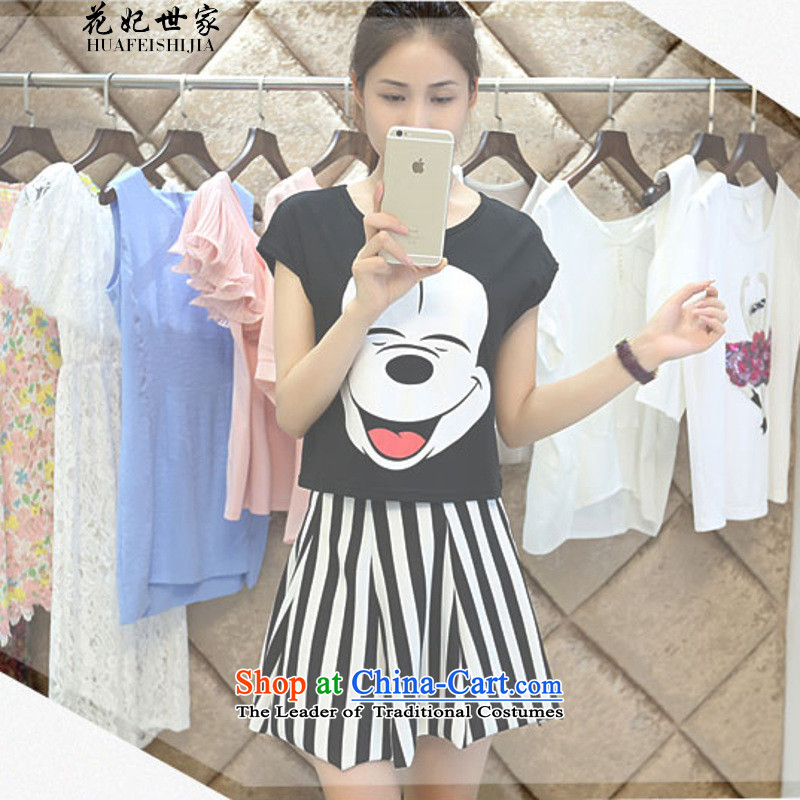 Take concubines and Family Summer Mickey stamp streaks short skirt two complaints 325A99130 Kit Black M spent HUA FEI FEI SAGA SHI JIA) , , , shopping on the Internet