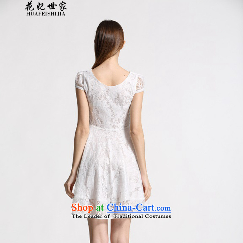 Take concubines and summer family new Korean version of Sau San lady dresses in long chiffon lace white M spent in 339332930 Saga (HUA FEI FEI SHI JIA) , , , shopping on the Internet