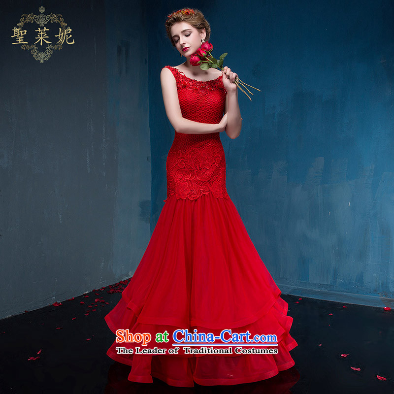 The bride her shoulders crowsfoot skirts red marriage video large stylish Ms. thin Europe at the reception evening dresses RED M holy her sheng lai ni) ( , , , shopping on the Internet