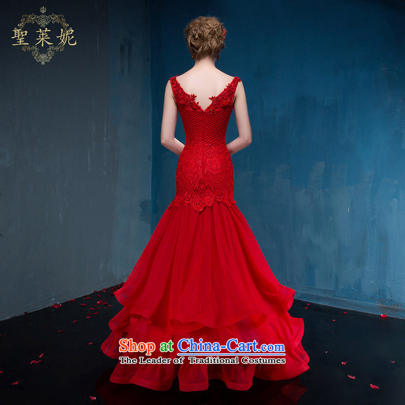 The bride her shoulders crowsfoot skirts red marriage video large stylish Ms. thin Europe at the reception evening dresses RED M holy her sheng lai ni) ( , , , shopping on the Internet