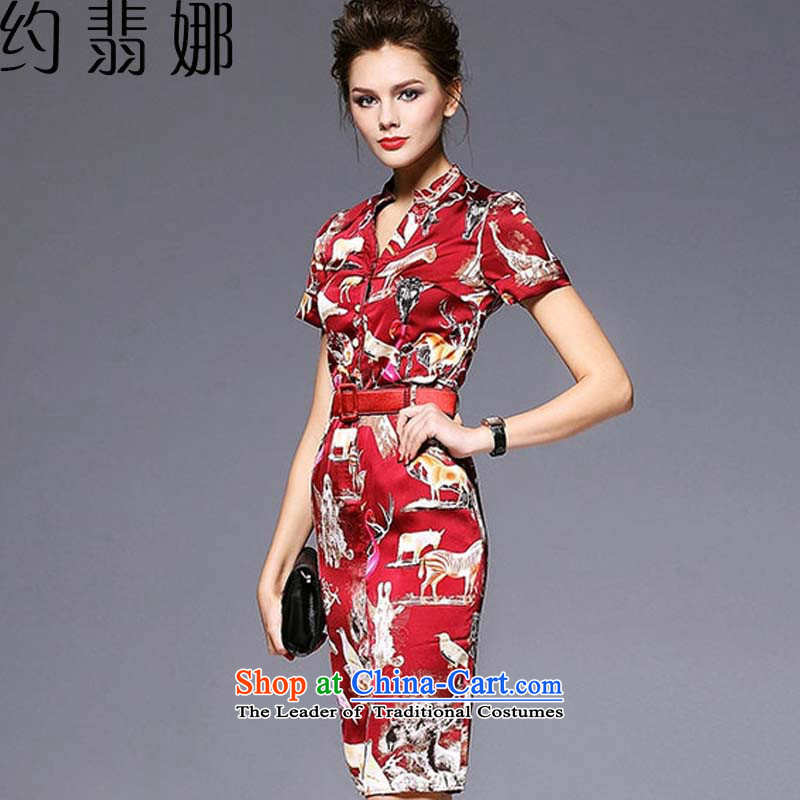 About the New 2015 desecrated by the female summer temperament Short Sleeve V-neck in stamp Sau San long skirt dress women 8870 wine red s, about the Cerretani Firenze shopping on the Internet has been pressed.