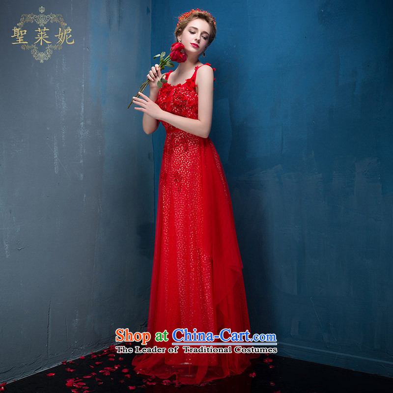 The Holy her in the summer and autumn 2015 new bride dress Korean Red shoulders stylish long bride bows large dress video thin, Wedding Dress red , L, holy her sheng lai ni) ( , , , shopping on the Internet