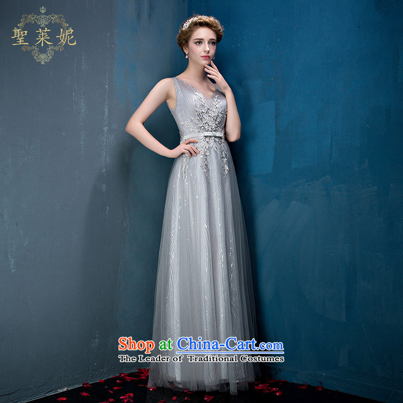 The Holy her in the summer of 2015, the new 2 shoulder V-Neck gray dress large bride video thin recite the strap dresses , light gray holy her sheng lai ni) ( , , , shopping on the Internet