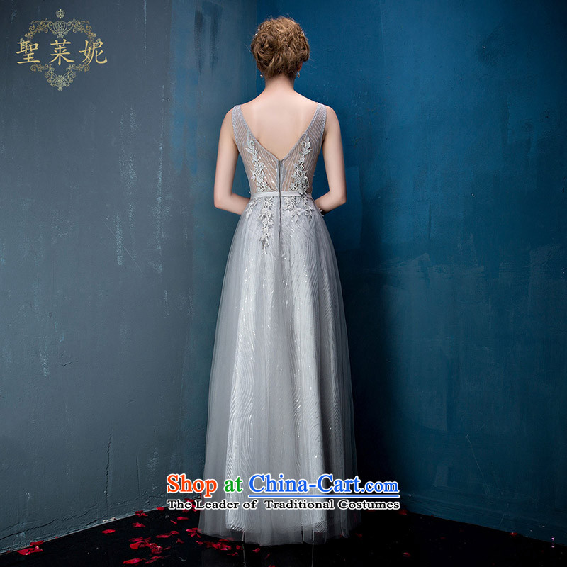 The Holy her in the summer of 2015, the new 2 shoulder V-Neck gray dress large bride video thin recite the strap dresses , light gray holy her sheng lai ni) ( , , , shopping on the Internet