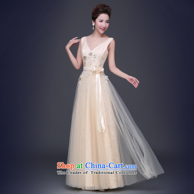Jie mija evening dresses 2015 new summer champagne color shoulders short, small dress bridesmaid serving long banquet moderator female long M Cheng Kejie mia , , , shopping on the Internet