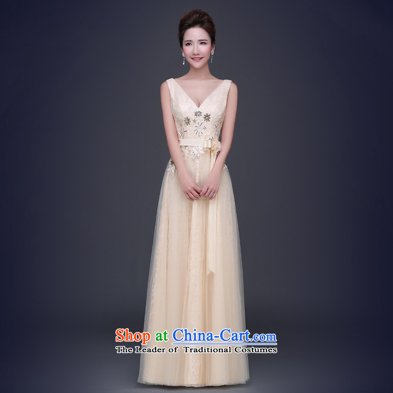 Jie mija evening dresses 2015 new summer champagne color shoulders short, small dress bridesmaid serving long banquet moderator female long M Cheng Kejie mia , , , shopping on the Internet