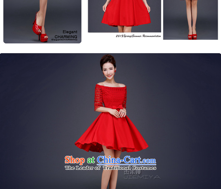 Jie Mija 2015 new lace marriages bows to the word wedding dresses and chest red shoulder, evening dresses summer RED M picture, prices, brand platters! The elections are supplied in the national character of distribution, so action, buy now enjoy more preferential! As soon as possible.