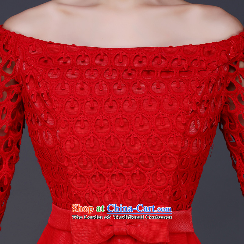 Jie Mija 2015 new lace marriages bows to the word wedding dresses and chest red shoulder, evening dresses summer RED M Cheng Kejie mia , , , shopping on the Internet