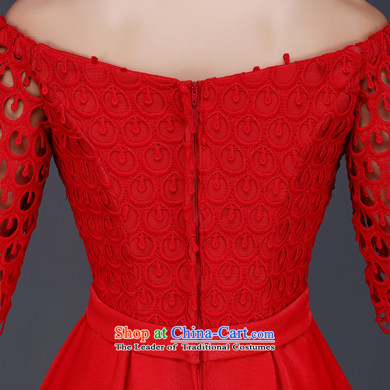 Jie Mija 2015 new lace marriages bows to the word wedding dresses and chest red shoulder, evening dresses summer RED M Cheng Kejie mia , , , shopping on the Internet