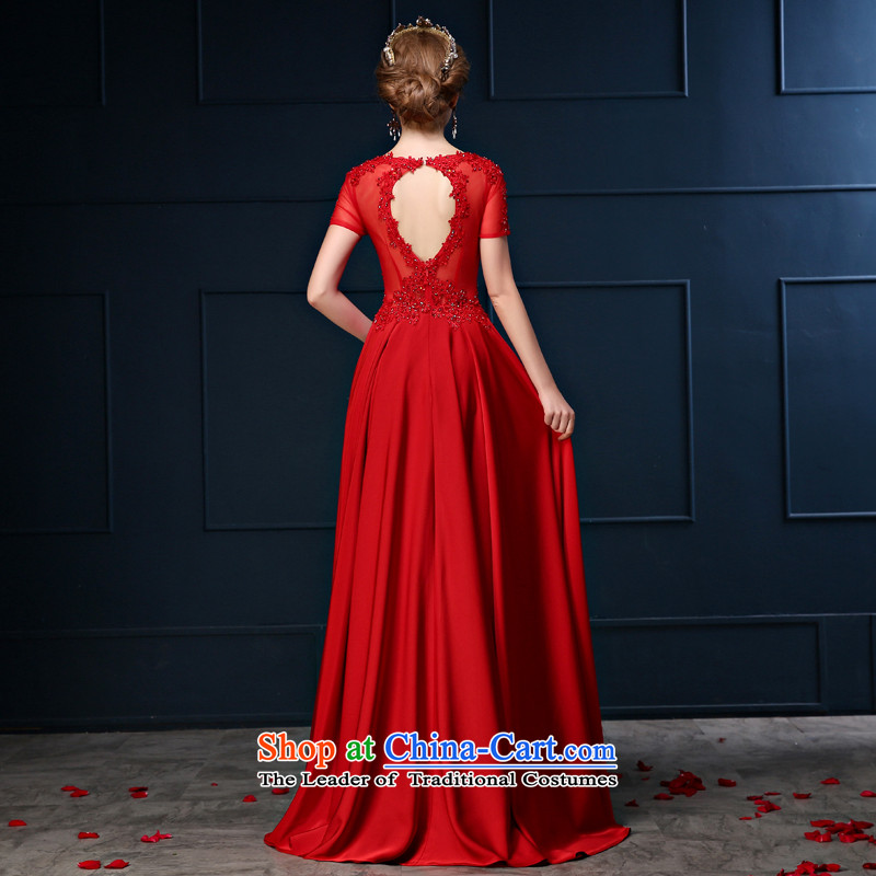 Toasting champagne bride services 2015 Spring/Summer new package shoulder long red large graphics thin marriage banquet dinner dress skirt deep red S Sin Sin Introduction , , , shopping on the Internet