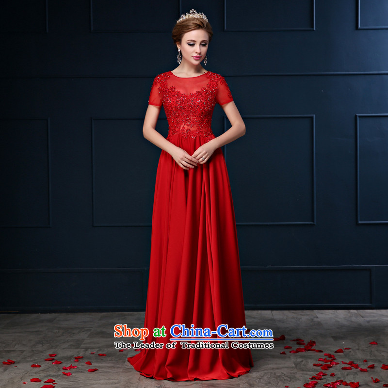 Toasting champagne bride services 2015 Spring/Summer new package shoulder long red large graphics thin marriage banquet dinner dress skirt deep red S Sin Sin Introduction , , , shopping on the Internet
