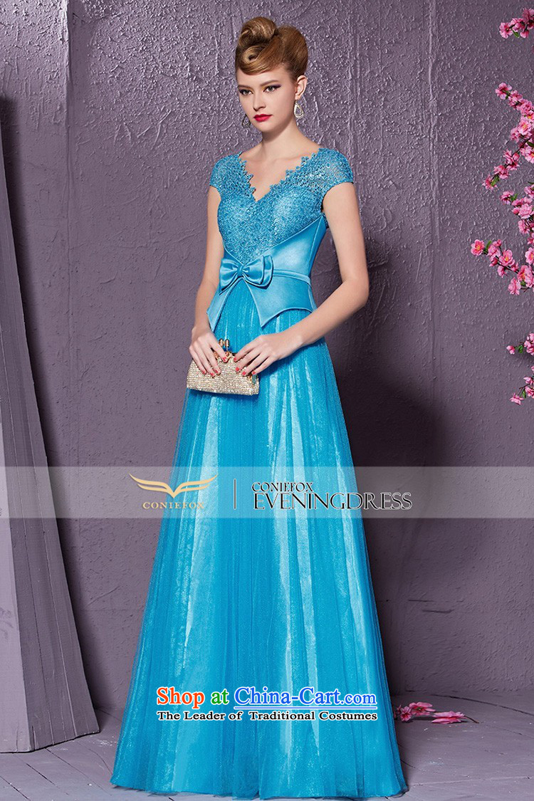 Creative New 2015 Fox Blue V-Neck banquet dinner dress bow tie back evening dress bows services under the auspices of the annual dress 30911 M pictures, price blue, brand platters! The elections are supplied in the national character of distribution, so action, buy now enjoy more preferential! As soon as possible.