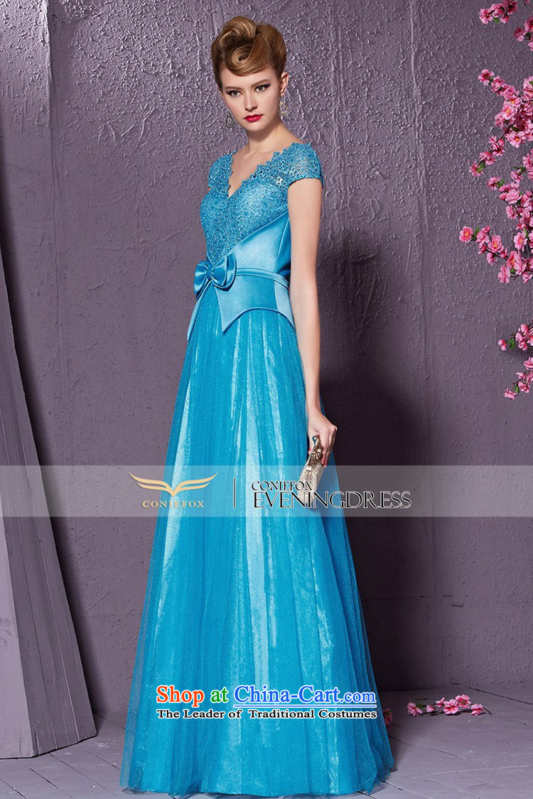 Creative New 2015 Fox Blue V-Neck banquet dinner dress bow tie back evening dress bows services under the auspices of the annual dress 30911 M pictures, price blue, brand platters! The elections are supplied in the national character of distribution, so action, buy now enjoy more preferential! As soon as possible.