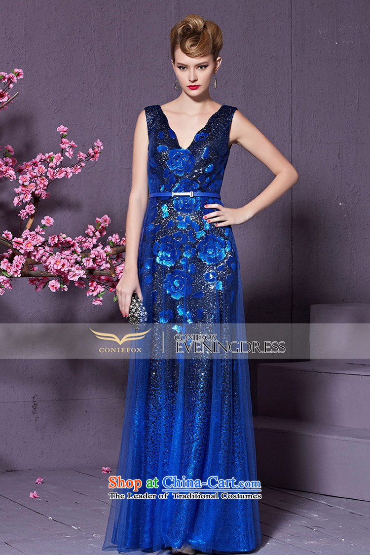 Creative Fox blue shoulders banquet evening dresses  V-Neck long marriage services under the auspices of the Sau San stylish bows will evening dress long skirt 30920 blue S picture, prices, brand platters! The elections are supplied in the national character of distribution, so action, buy now enjoy more preferential! As soon as possible.