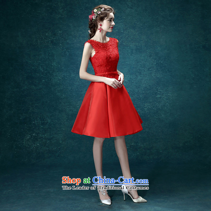 Evening dress new summer 2015 short, banquet dresses dress girl brides bows to marry a stylish shoulder RED M pure word love bamboo yarn , , , shopping on the Internet