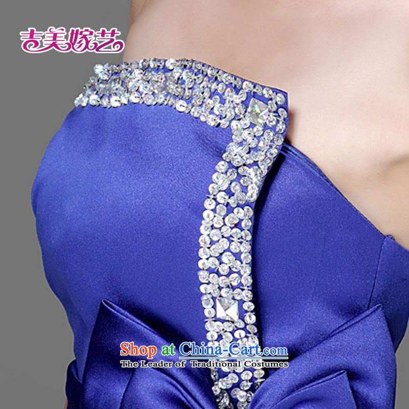 The Korean version of luxury bride wedding dress * blue spatula chest bow tie dress *LS207 bride dress blue XL, Kyrgyz-US married arts , , , shopping on the Internet