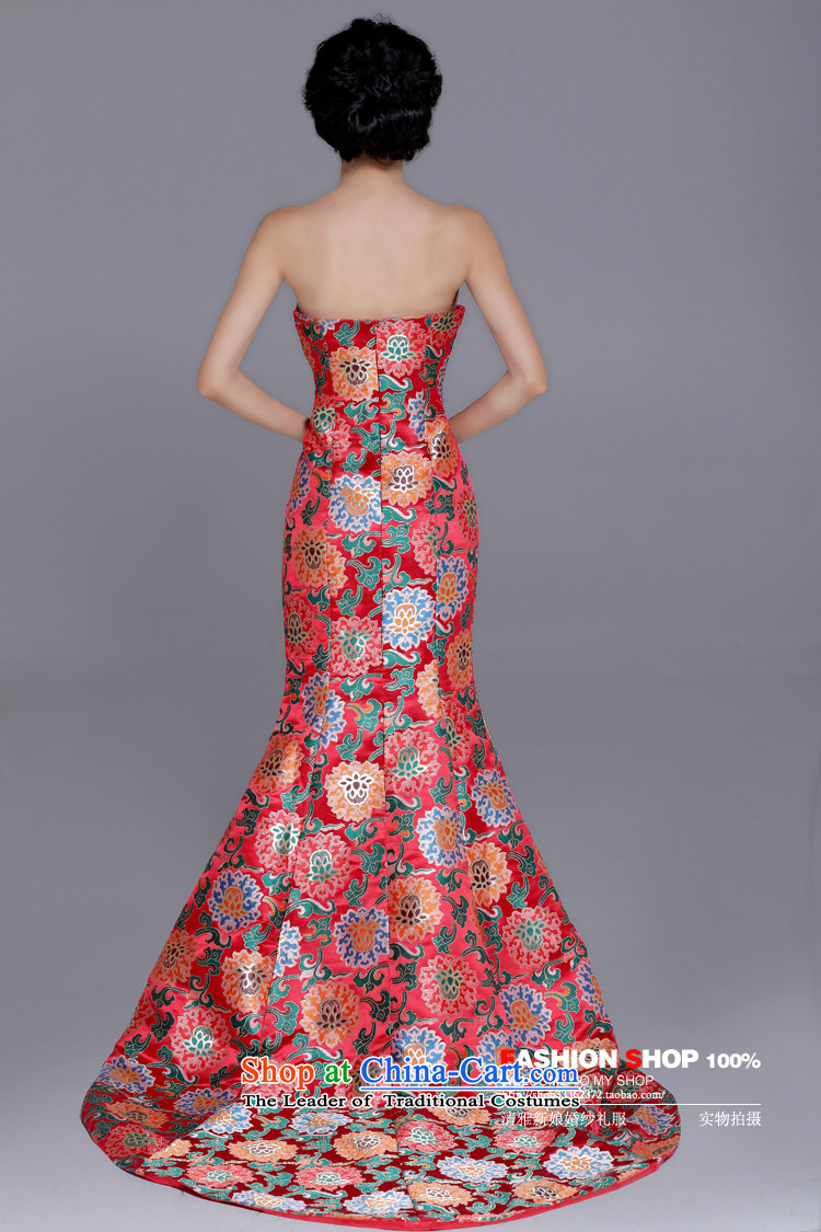 Wedding dress Kyrgyz-american married new anointed arts 2015 chest qipao tail crowsfoot QP6017 qipao gown RED M bride picture, prices, brand platters! The elections are supplied in the national character of distribution, so action, buy now enjoy more preferential! As soon as possible.