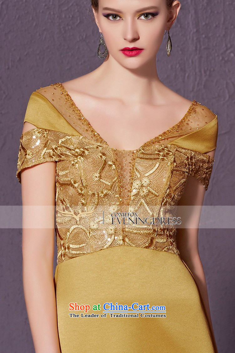 Creative Fox evening dress long stylish package shoulder banquet evening drink services under the auspices of the annual session will dress tail bride wedding dress 30923 Yellow M picture, prices, brand platters! The elections are supplied in the national character of distribution, so action, buy now enjoy more preferential! As soon as possible.