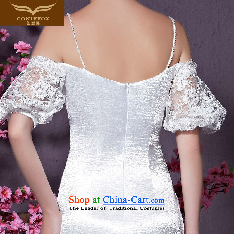 The kitsune white strap with creative and chest bride wedding dresses wedding dress to Sau San long evening dress bows services under the auspices of dress skirt 30928 M, creative Fox White (coniefox shopping on the Internet has been pressed.)