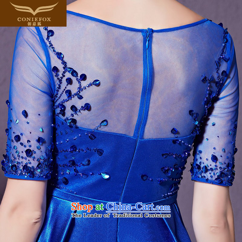 Creative Fox stylish V-Neck banquet evening dresses lei silk-screened by the long evening dress services under the auspices of the annual bows dress wedding dress skirt XXL, blue fox 30,929 investments amounting creative coniefox () , , , shopping on the Internet