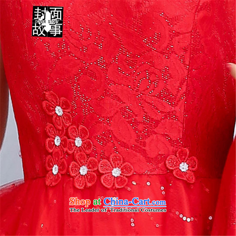 Cover Story 2015 new lace temperament + short skirt get dress jacket, two kits wedding bride back to large door onto marriage bows dress red XL, Cover Story (COVER) SAYS shopping on the Internet has been pressed.