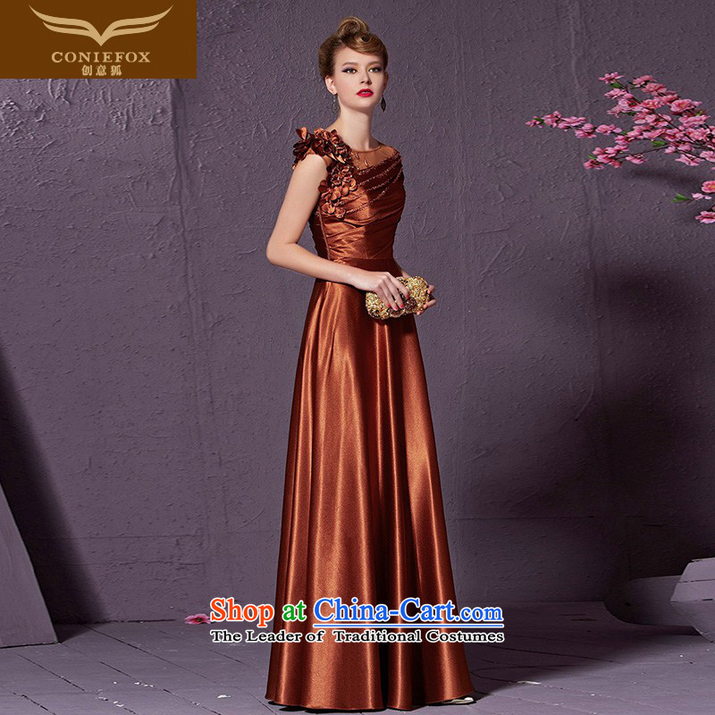 Creative Fox marriages bows service banquet long package shoulder evening dresses and stylish flowers of the Sau San annual evening dress dresses presided over 30930 Brown S, creative skirt Fox (coniefox) , , , shopping on the Internet