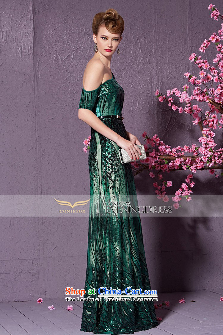 Creative Fox long elegant shoulder evening dresses and stylish light slice will preside over dress evening banquet service gathering followed suit long skirt 30933 green L picture, prices, brand platters! The elections are supplied in the national character of distribution, so action, buy now enjoy more preferential! As soon as possible.