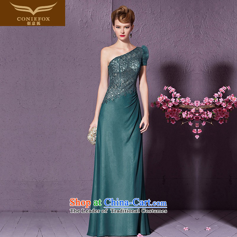 Creative New 2015 FOX elegant shoulder evening dress green staple Pearl Modern Services bows flower show under the auspices of evening dresses dress 30939 Green M