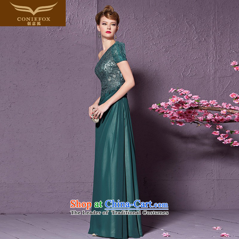 Creative New 2015 Fox elegant shoulder evening dress green staple Pearl Modern Services bows flower show under the auspices of evening dresses dress 30939 M, creative fox green (coniefox shopping on the Internet has been pressed.)