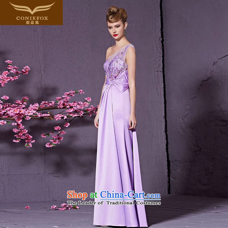Creative Fox purple shoulder marriages bows elegant long service banquet hosted performances evening dress dress long skirt Vehicle Exhibition Exhibition dress 30951 light purple M creative Fox (coniefox) , , , shopping on the Internet