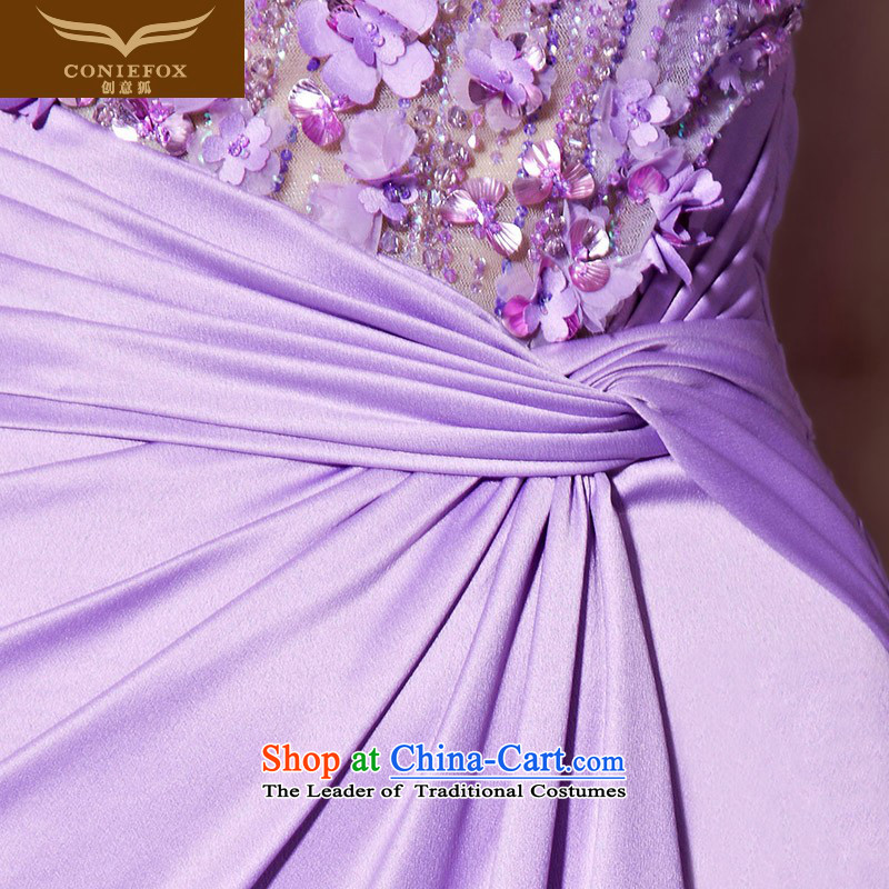 Creative Fox purple shoulder marriages bows elegant long service banquet hosted performances evening dress dress long skirt Vehicle Exhibition Exhibition dress 30951 light purple M creative Fox (coniefox) , , , shopping on the Internet