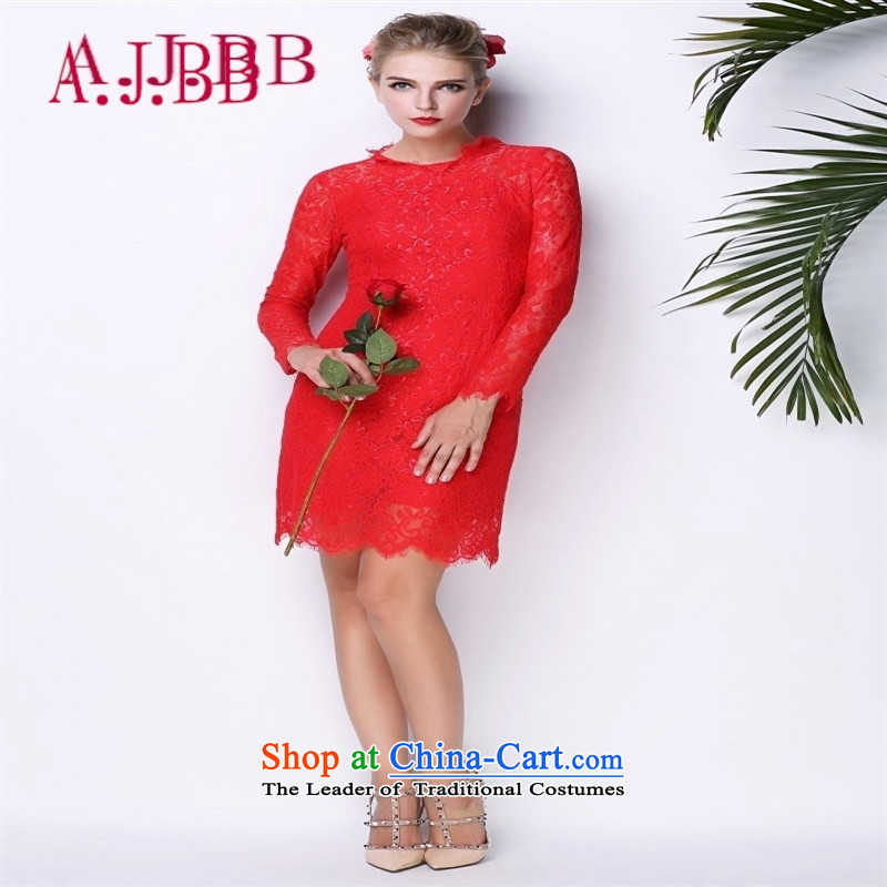 Vpro only lace red dress bows dress long-sleeved Sau San evening dress autumn 3094 New Red M,A.J.BB,,, shopping on the Internet
