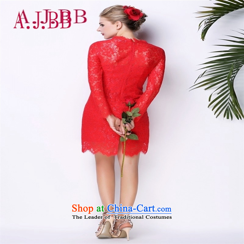 Vpro only lace red dress bows dress long-sleeved Sau San evening dress autumn 3094 New Red M,A.J.BB,,, shopping on the Internet