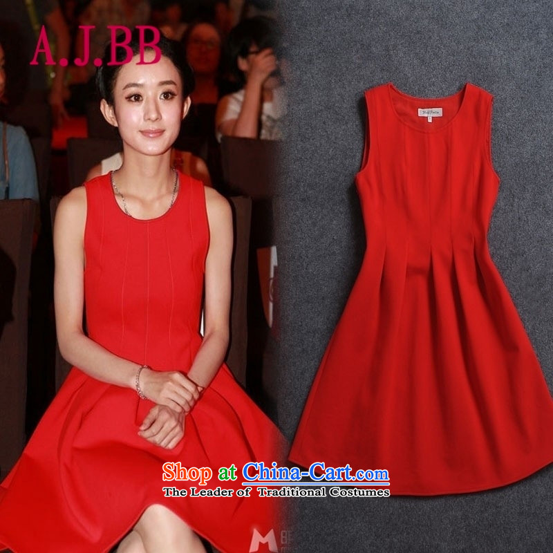 Vpro only dress 2015 skirt sleeveless jacket dress pressure folds the skirt the small red dress 3066 Red S